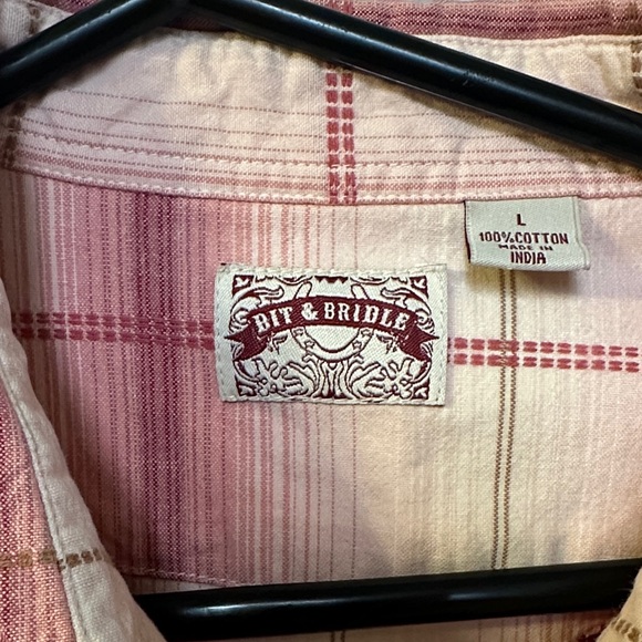 Vintage Bit & Bridle Pink embroider Plaid Western Shirt size large pearl snaps - Picture 2 of 6